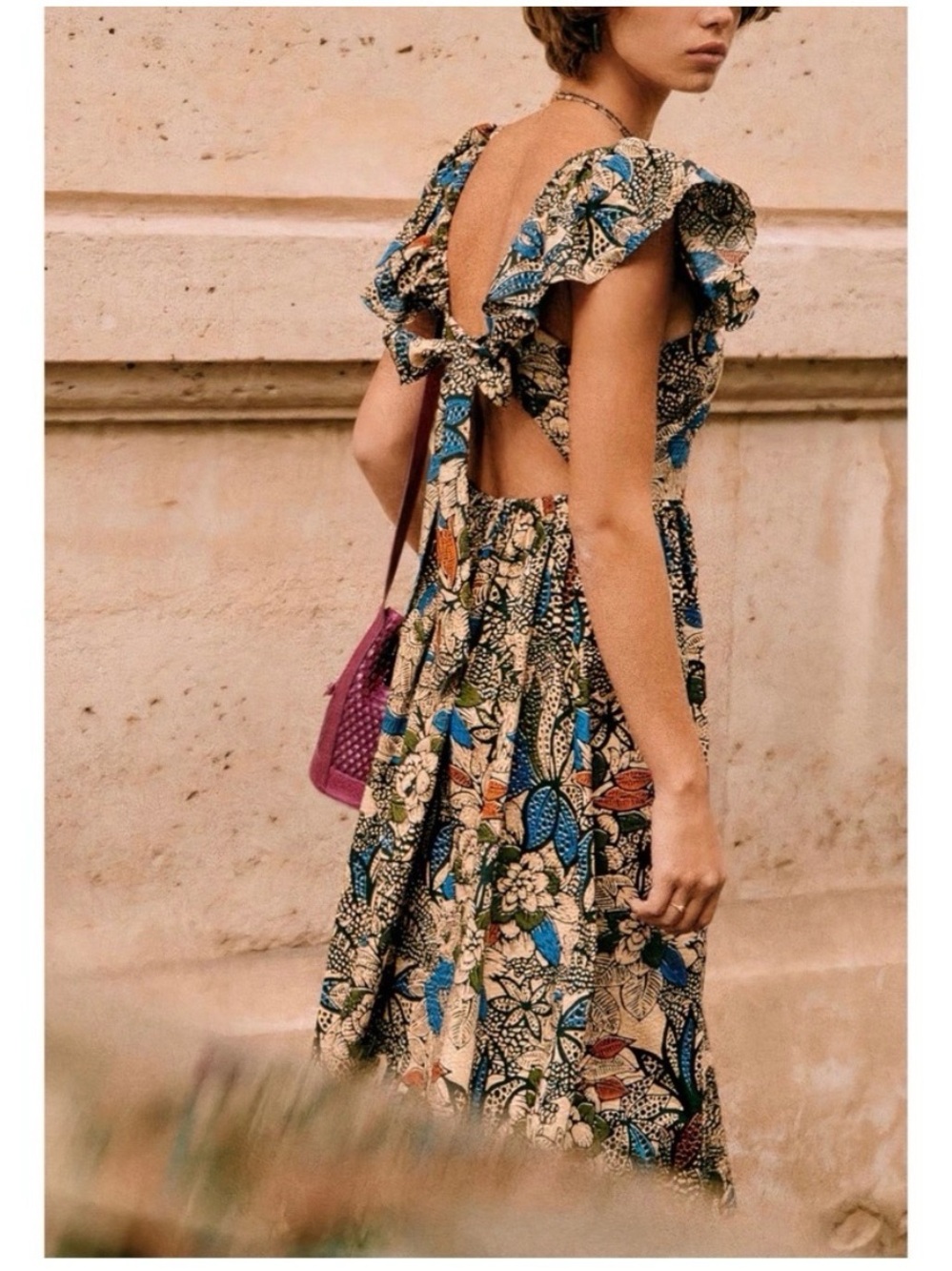 Sezane Midi Floral Melville Dress 36 small